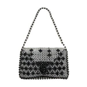 Unbranded Women's Black & White Beaded Shoulder Evening Bag Sz S